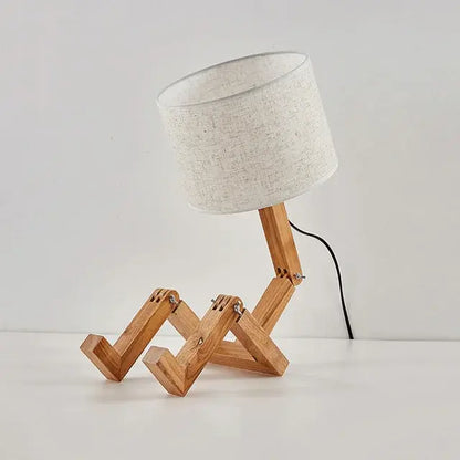 Wooden Robot Table Lamp