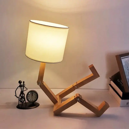 Wooden Robot Table Lamp