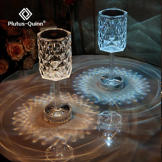 Plutus-Quinn® Ornate Crystal Tri-Color Table Lamp