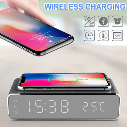 LED Alarm Clock W/ Wireless Charging