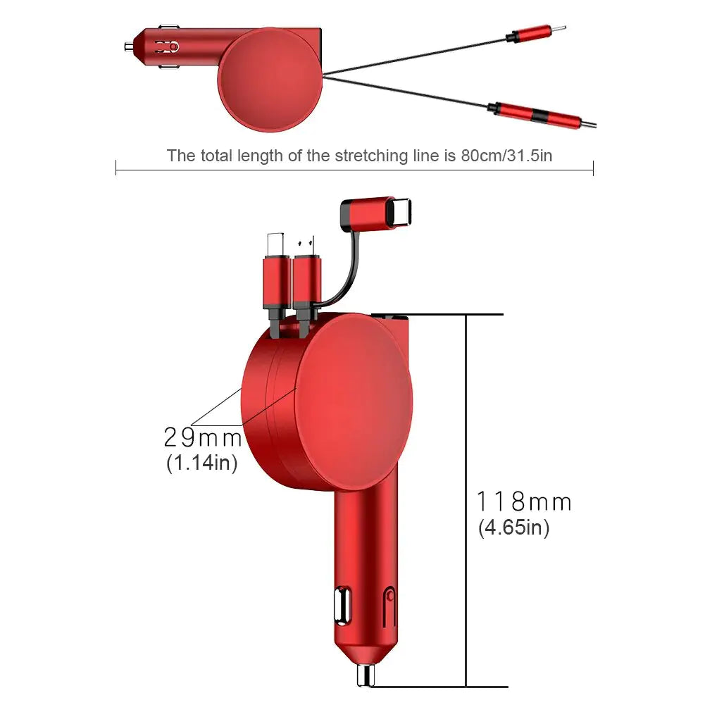 Retractable Tri-Cable Fast Charger