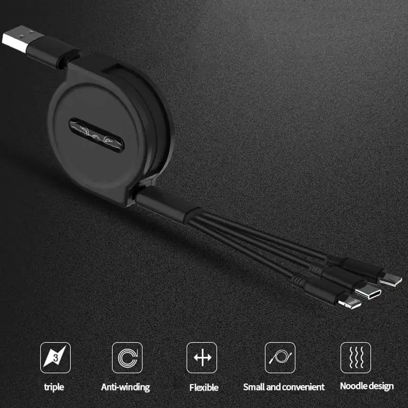 3 in 1 Fast Charging Retractable Cable