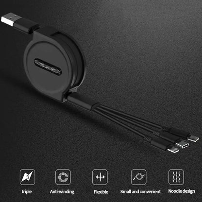 3 in 1 Fast Charging Retractable Cable