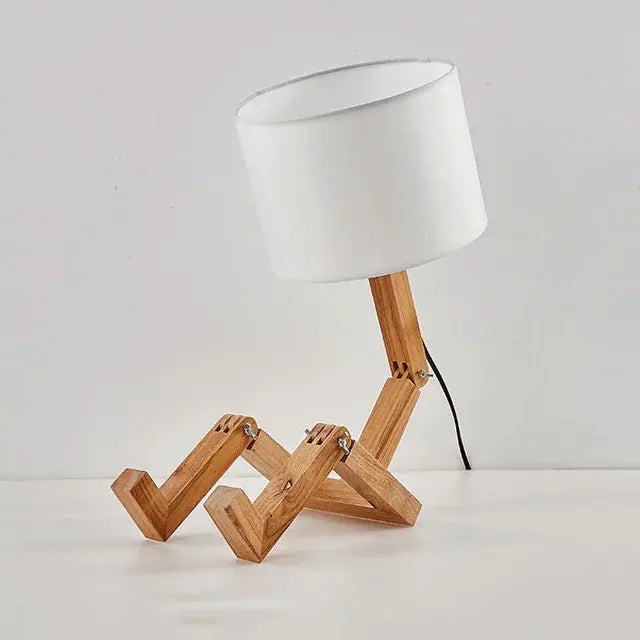 Wooden Robot Table Lamp