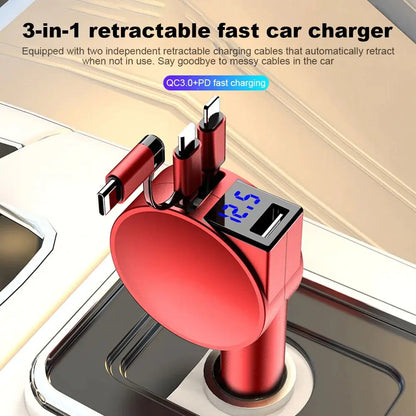 Retractable Tri-Cable Fast Charger