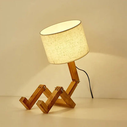 Wooden Robot Table Lamp