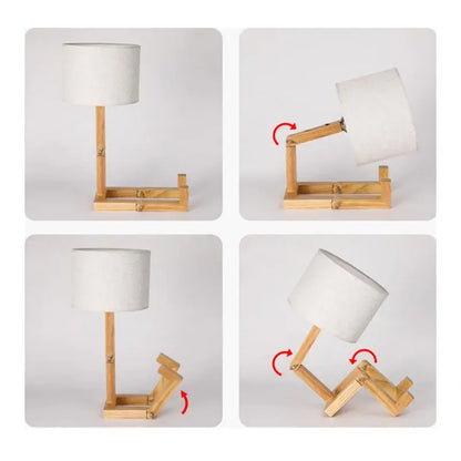 Wooden Robot Table Lamp