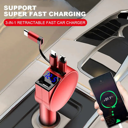 Retractable Tri-Cable Fast Charger