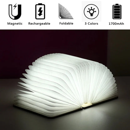 Rechargeable Atmospheric 3D  Wooden Book Lamp